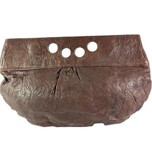 Genuine SERIL Knockout Brown Pebbled Leather Hand Bag Purse Clutch